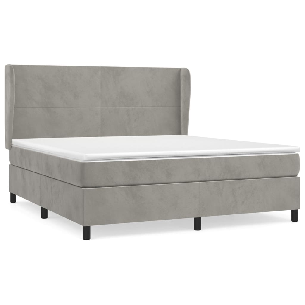 Sommier à lattes de lit et matelas Gris clair 180x200cm Velours - XIOS