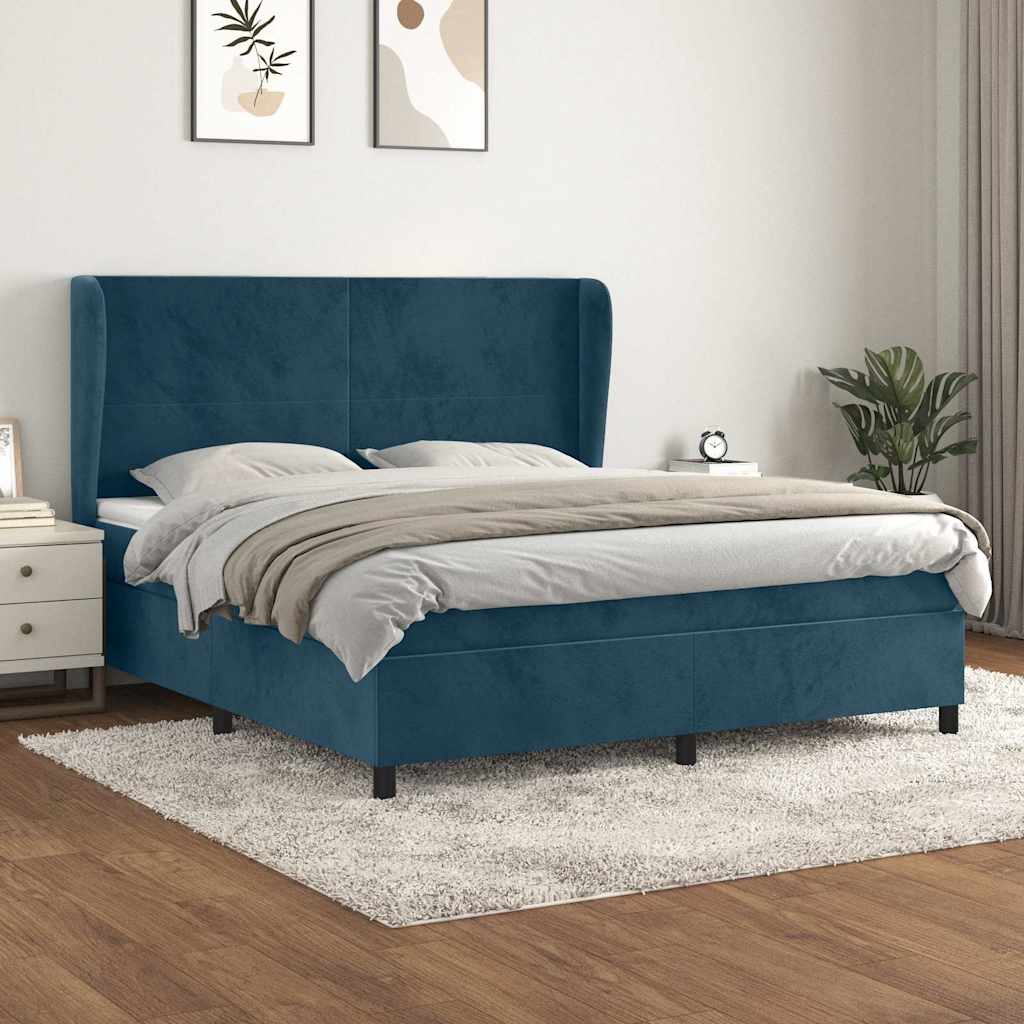 Sommier à lattes de lit et matelas Bleu foncé 180x200cm Velours - XIOS