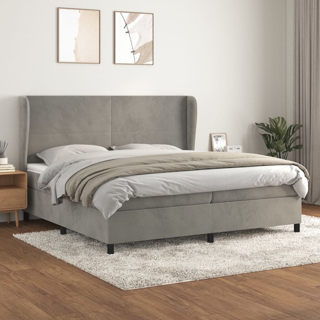 Sommier à lattes de lit et matelas Gris clair 200x200cm Velours - XIOS
