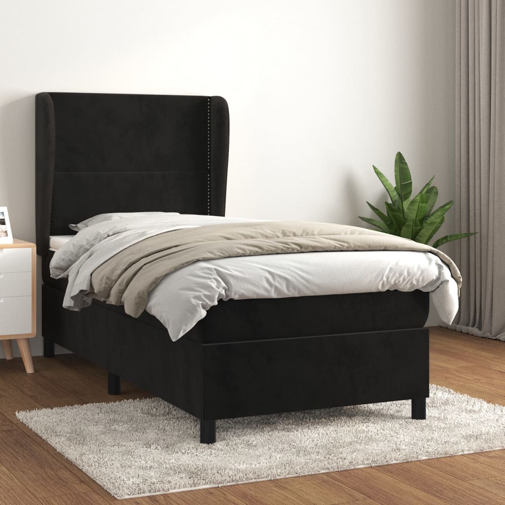 Sommier à lattes de lit avec matelas Noir 90x190 cm Velours - XIOS
