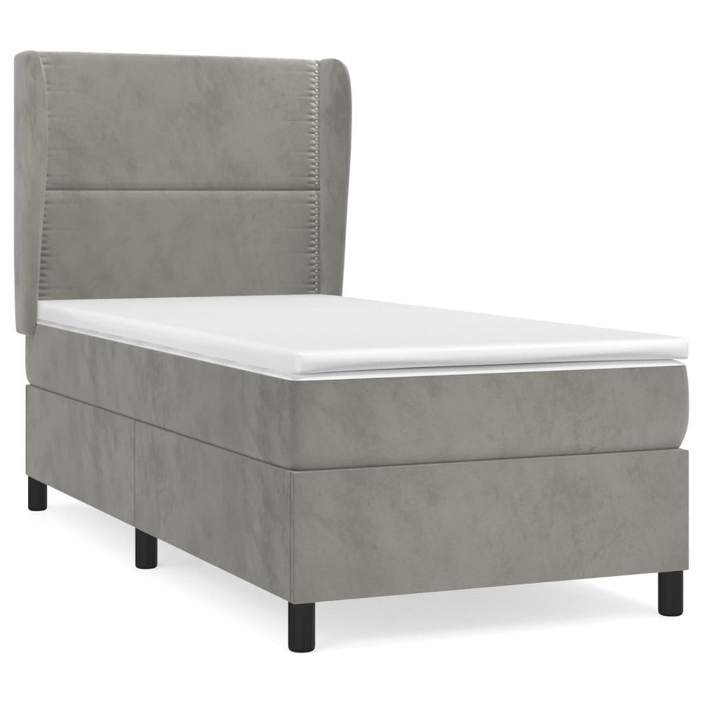 Sommier à lattes de lit et matelas Gris clair 100x200cm Velours - XIOS