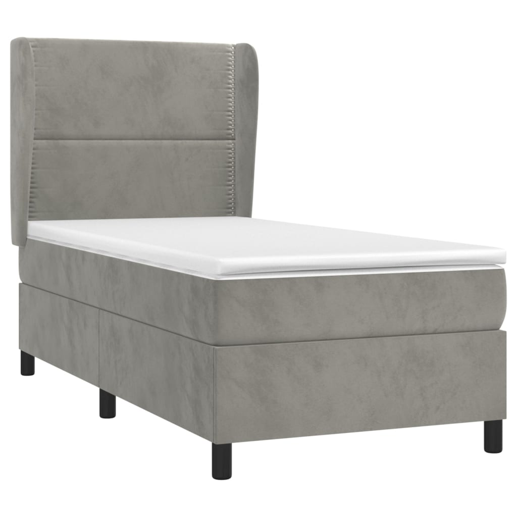 Sommier à lattes de lit et matelas Gris clair 100x200cm Velours - XIOS