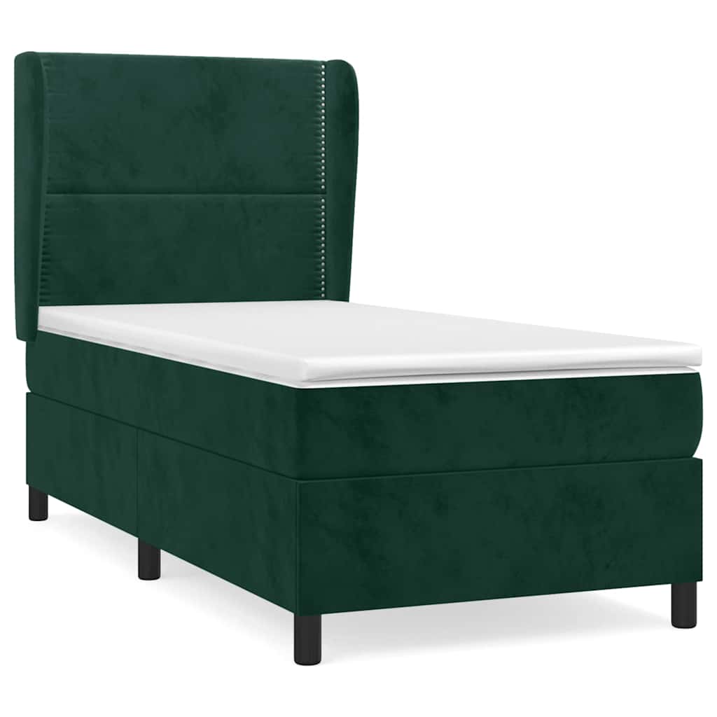 Sommier à lattes de lit avec matelas Vert foncé 100x200 cm