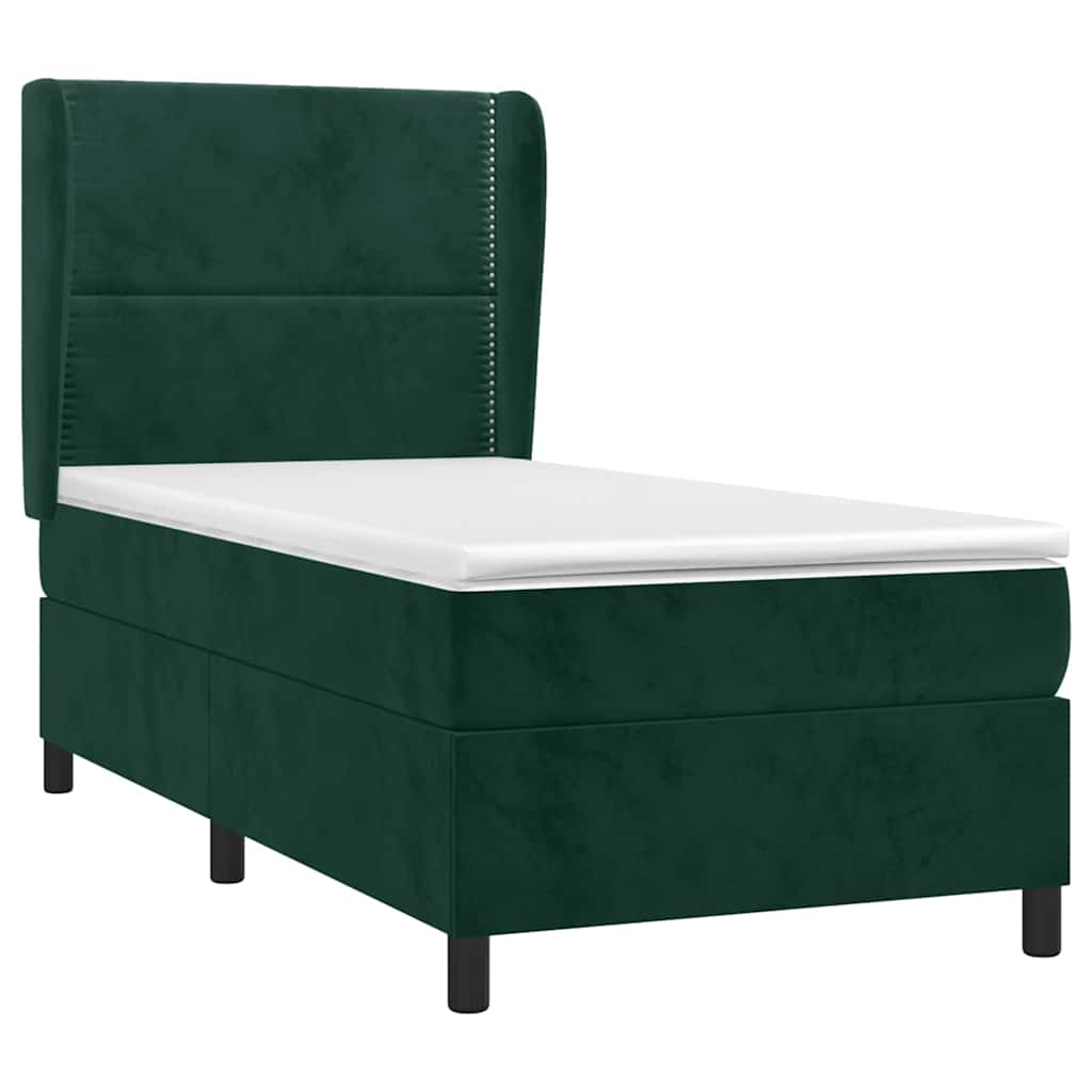 Sommier à lattes de lit avec matelas Vert foncé 100x200 cm
