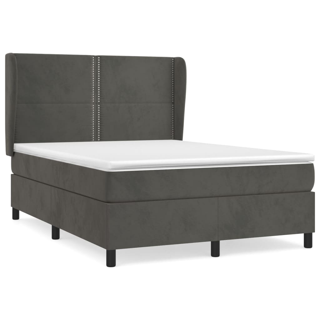 Sommier à lattes de lit et matelas Gris foncé 140x190cm Velours - XIOS