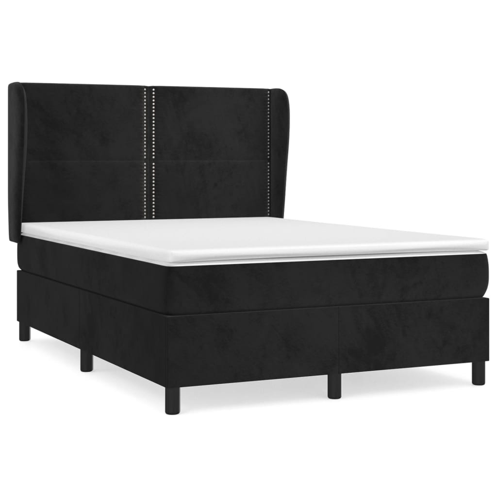 Sommier à lattes de lit avec matelas Noir 140x200 cm Velours - XIOS