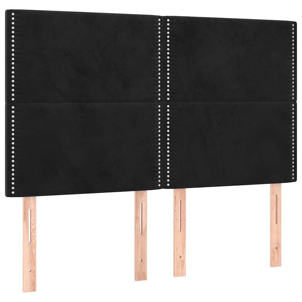 Sommier à lattes de lit avec matelas Noir 140x200 cm Velours