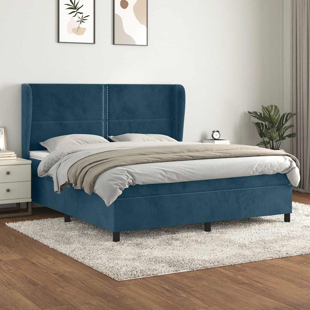 Sommier à lattes de lit et matelas Bleu foncé 160x200cm Velours - XIOS