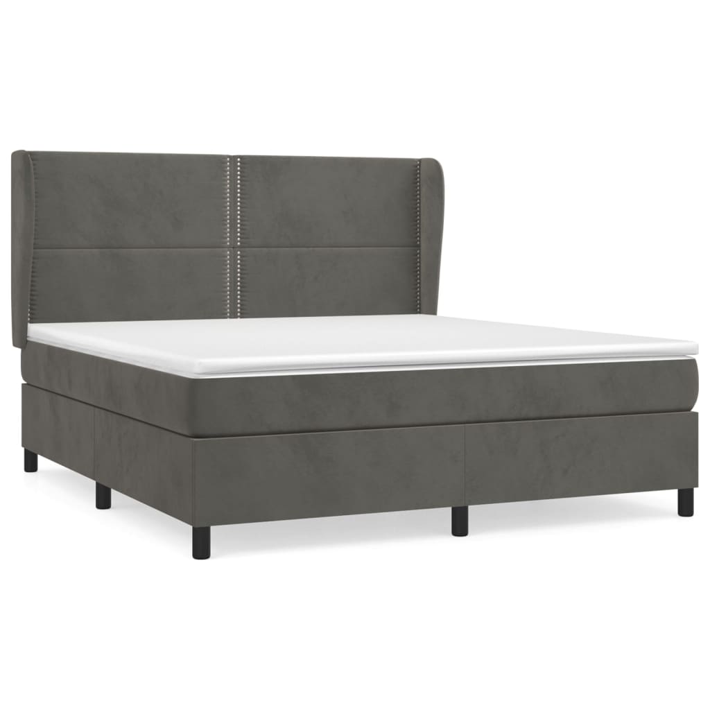 Sommier à lattes de lit et matelas Gris foncé 180x200cm Velours - XIOS