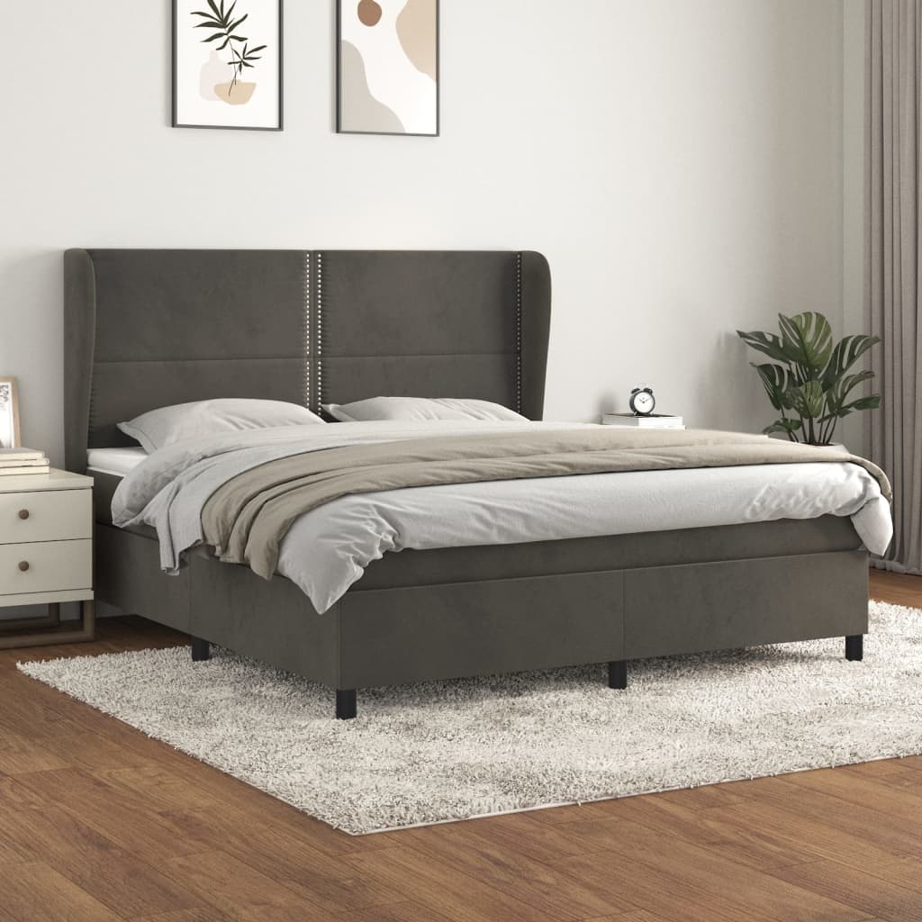 Sommier à lattes de lit et matelas Gris foncé 180x200cm Velours - XIOS