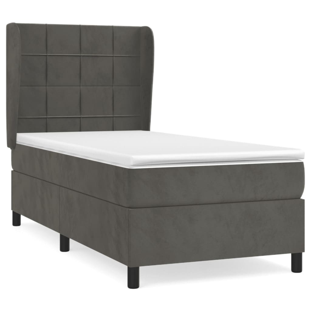 Sommier à lattes de lit et matelas Gris foncé 90x190 cm Velours - XIOS