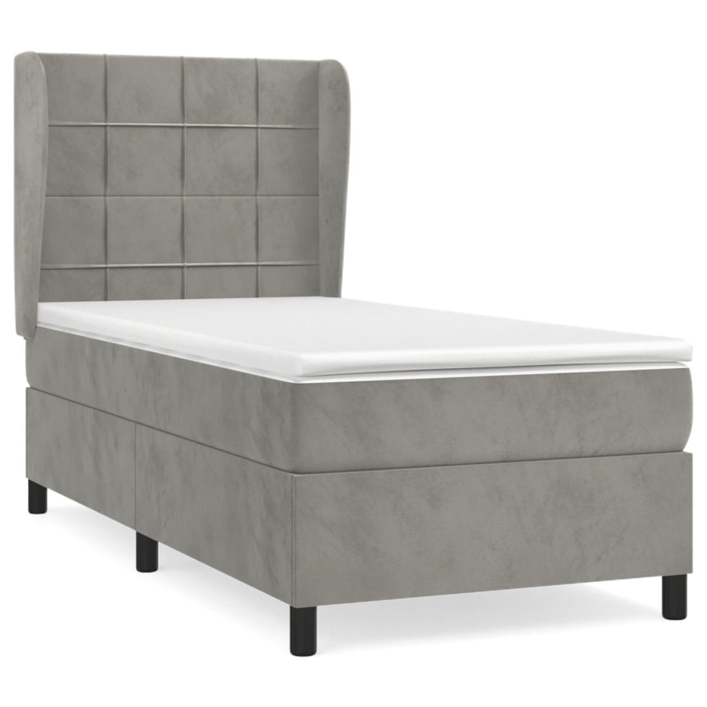 Sommier à lattes de lit et matelas Gris clair 90x200 cm Velours - XIOS