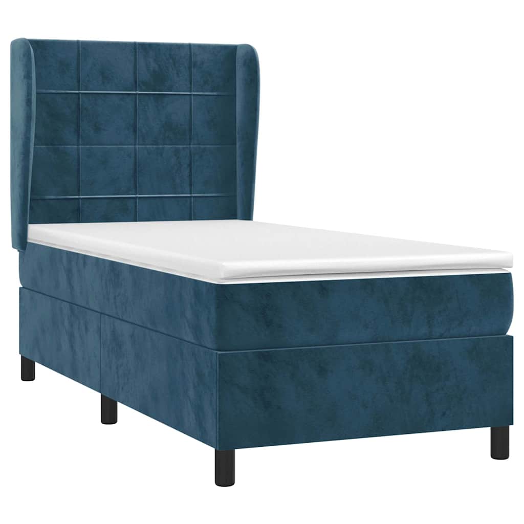 Sommier à lattes de lit avec matelas Bleu foncé 90x200 cm