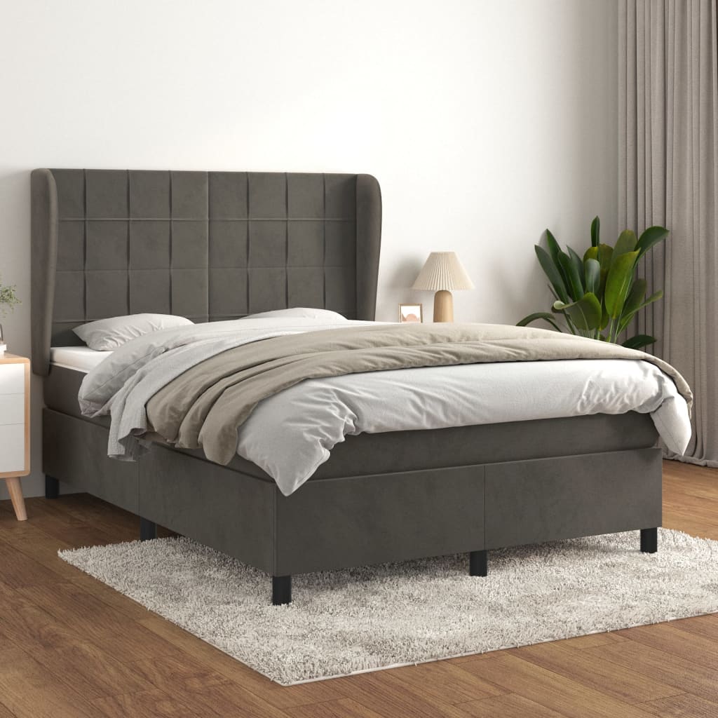 Sommier à lattes de lit et matelas Gris foncé 140x190cm Velours - XIOS