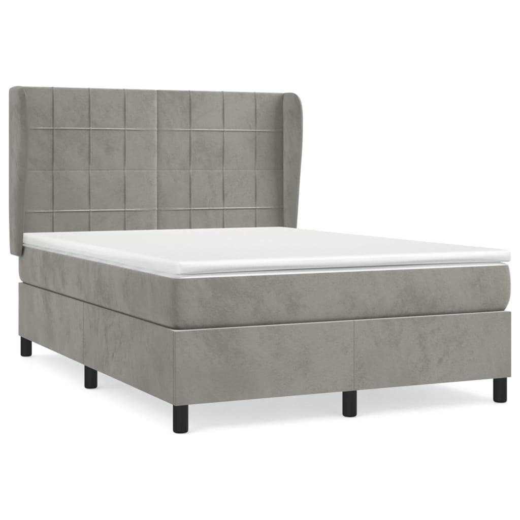 Sommier à lattes de lit et matelas Gris clair 140x200cm Velours - XIOS