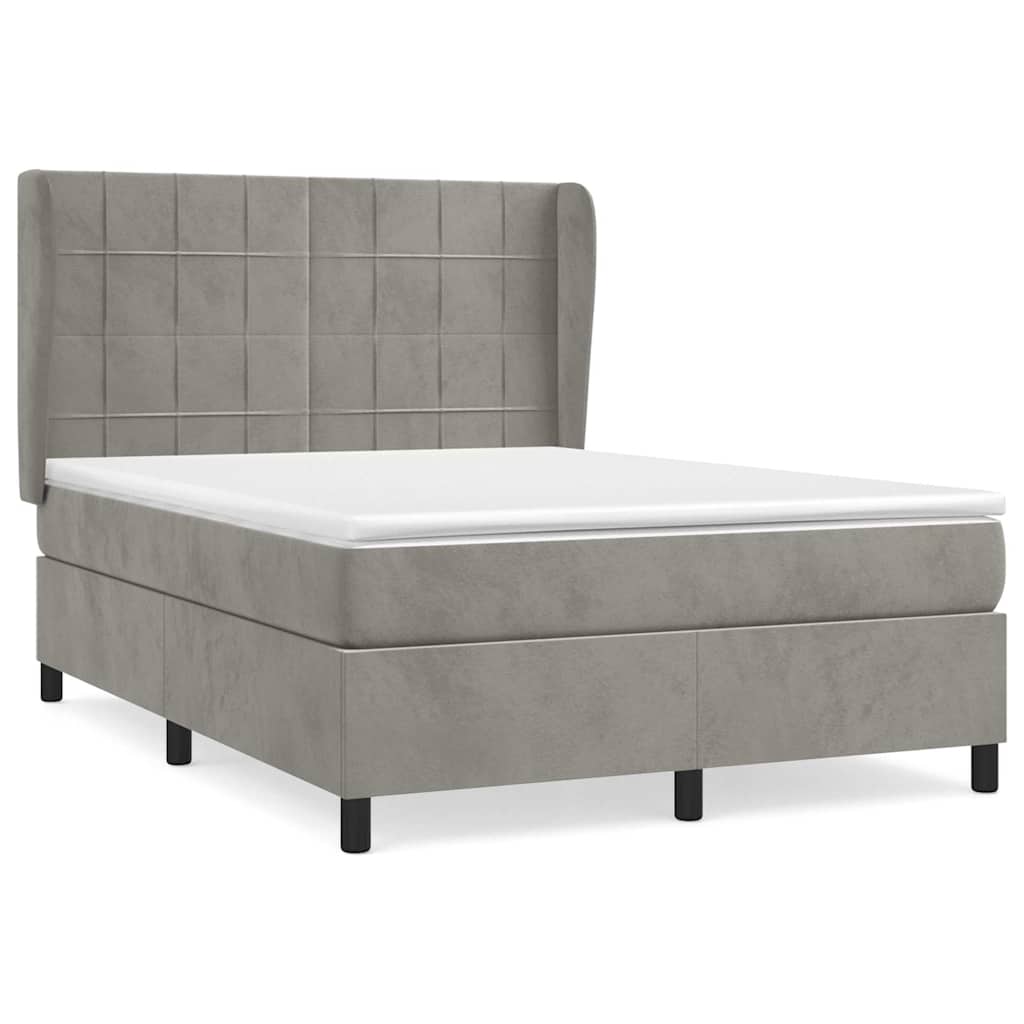 Sommier à lattes de lit et matelas Gris clair 140x200cm Velours