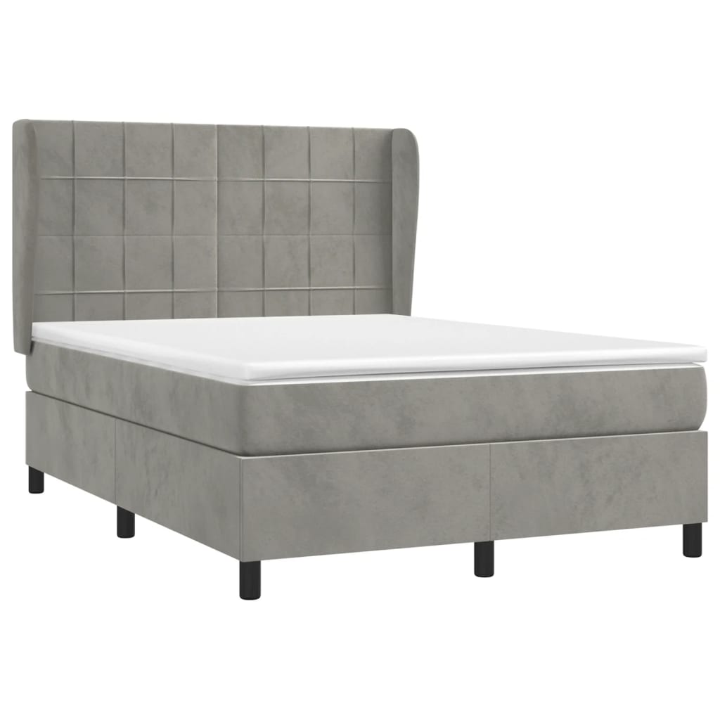 Sommier à lattes de lit et matelas Gris clair 140x200cm Velours - XIOS