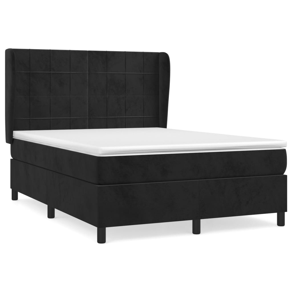 Sommier à lattes de lit avec matelas Noir 140x200 cm Velours - XIOS