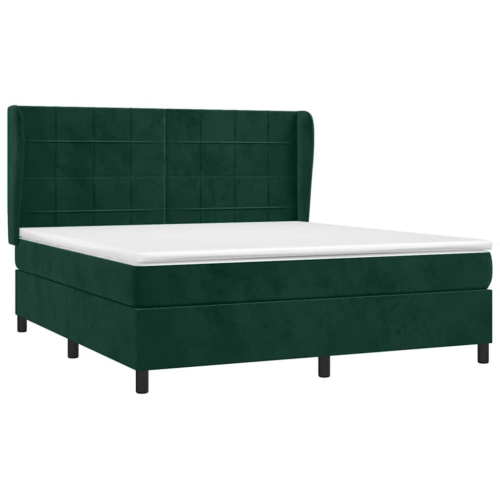 Sommier à lattes de lit et matelas Vert foncé 160x200cm Velours