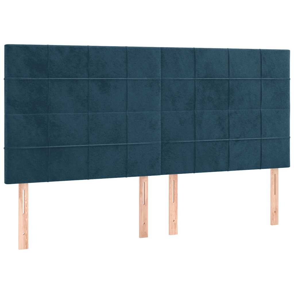 Sommier à lattes de lit et matelas Bleu foncé 160x200cm Velours