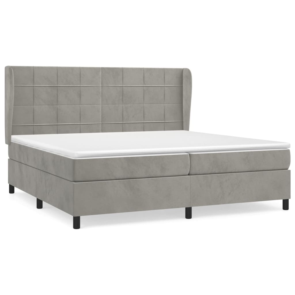 Sommier à lattes de lit et matelas Gris clair 200x200cm Velours - XIOS