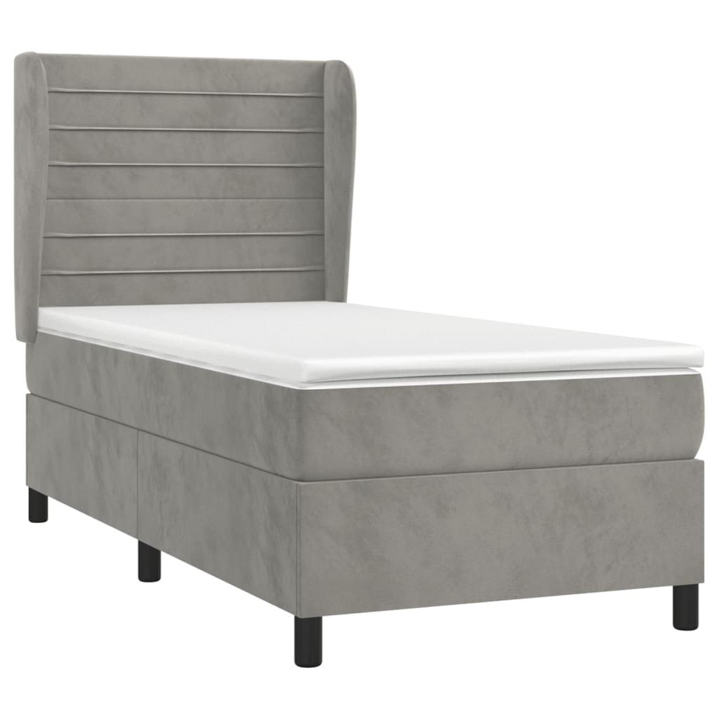 Sommier à lattes de lit et matelas Gris clair 90x190 cm Velours - XIOS