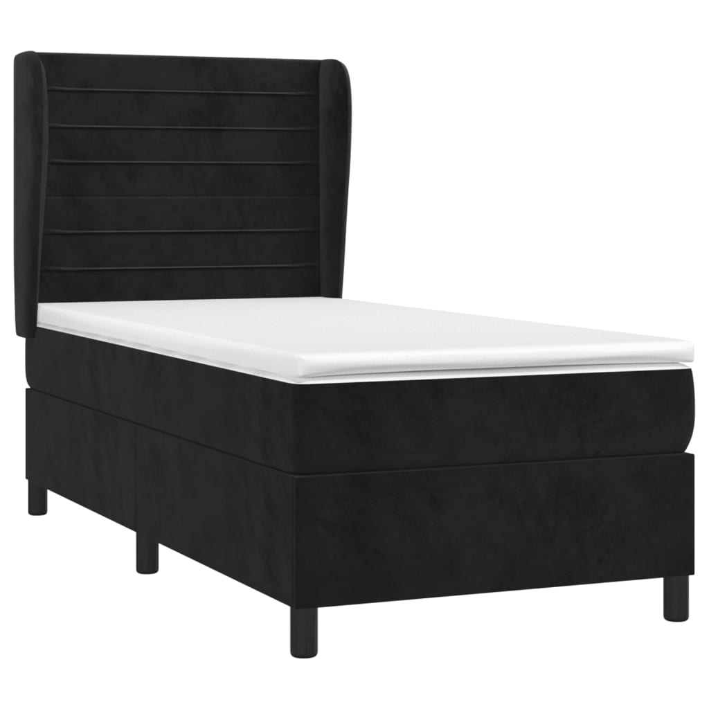 Sommier à lattes de lit avec matelas Noir 90x190 cm Velours - XIOS