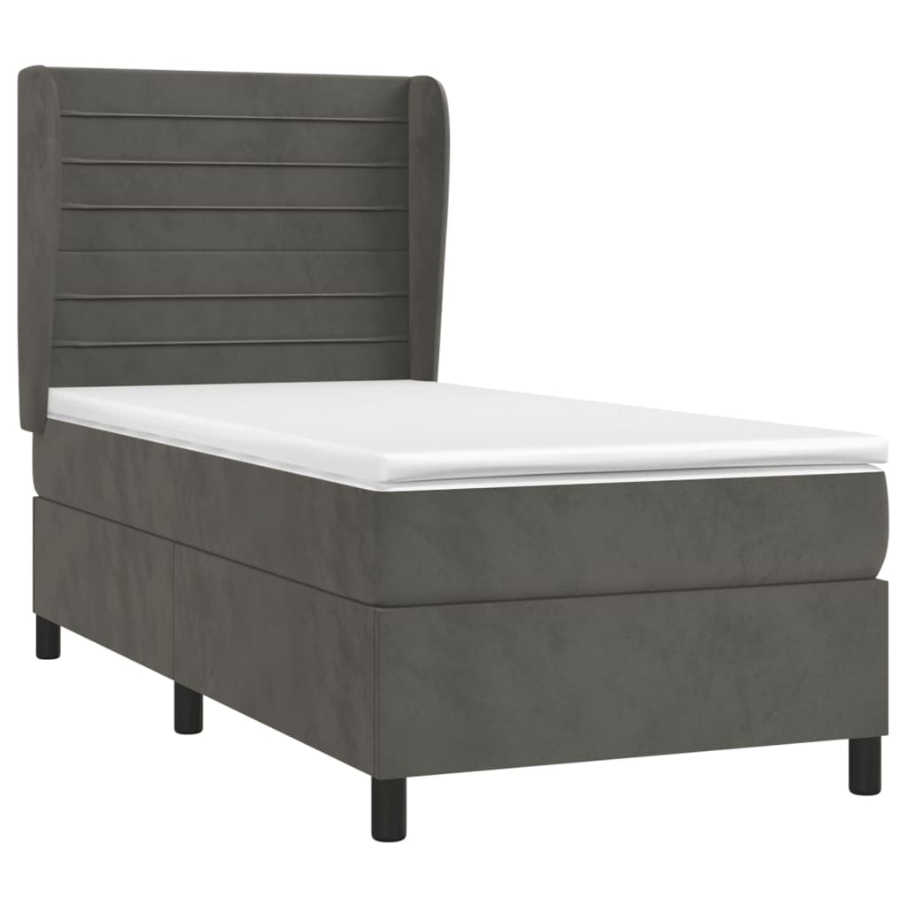 Sommier à lattes de lit et matelas Gris foncé 90x200 cm Velours - XIOS