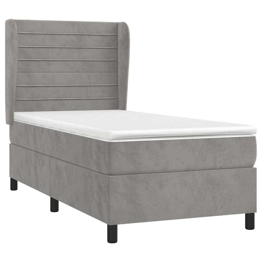 Sommier à lattes de lit et matelas Gris clair 100x200cm Velours
