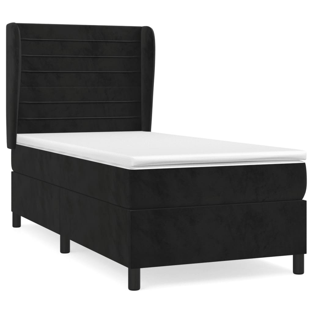Sommier à lattes de lit avec matelas Noir 100x200 cm Velours - XIOS