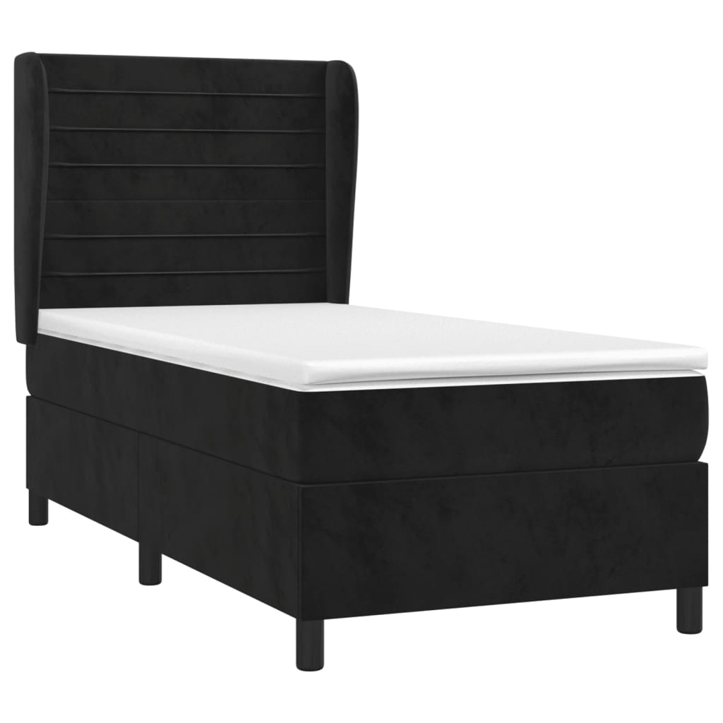 Sommier à lattes de lit avec matelas Noir 100x200 cm Velours - XIOS