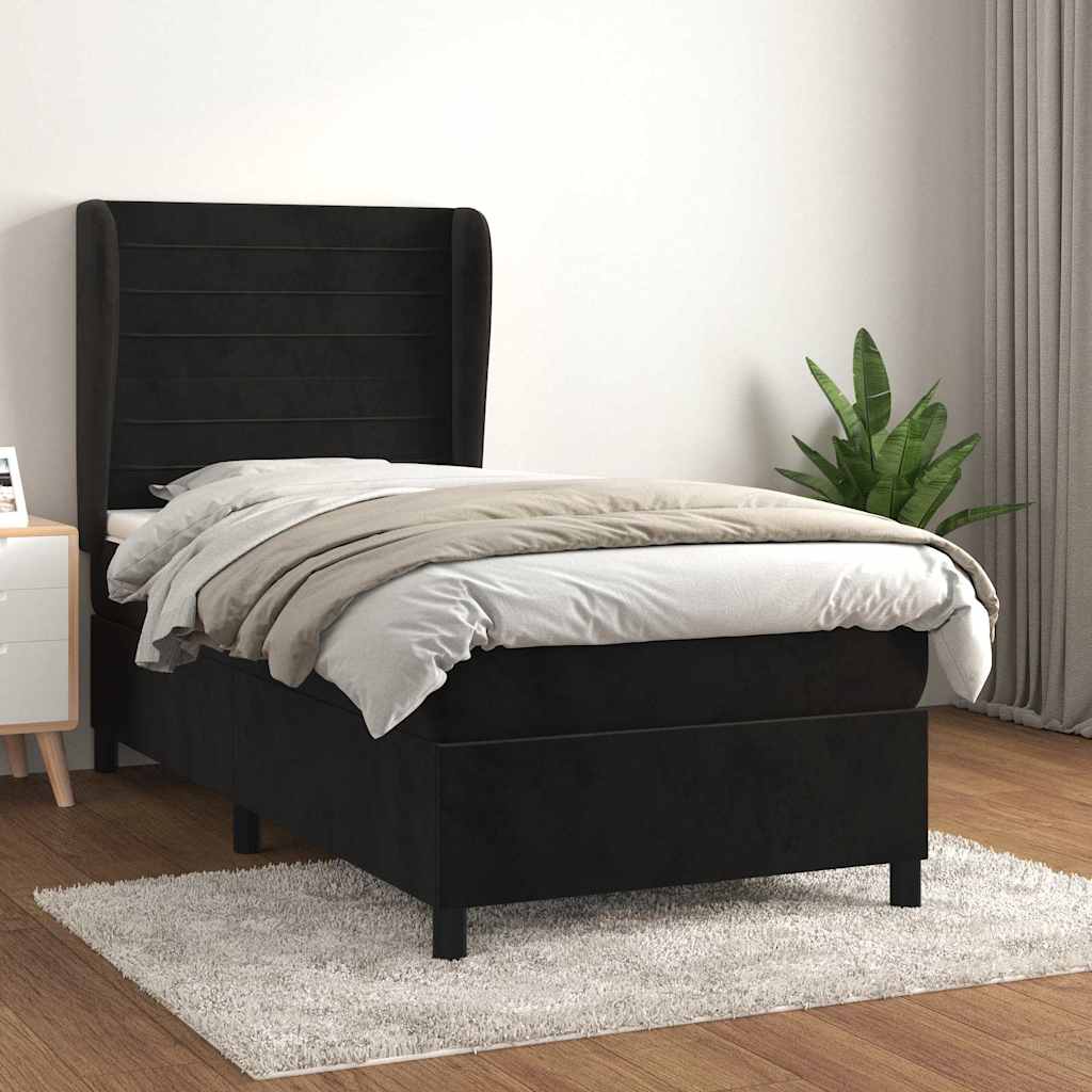 Sommier à lattes de lit avec matelas Noir 100x200 cm Velours - XIOS