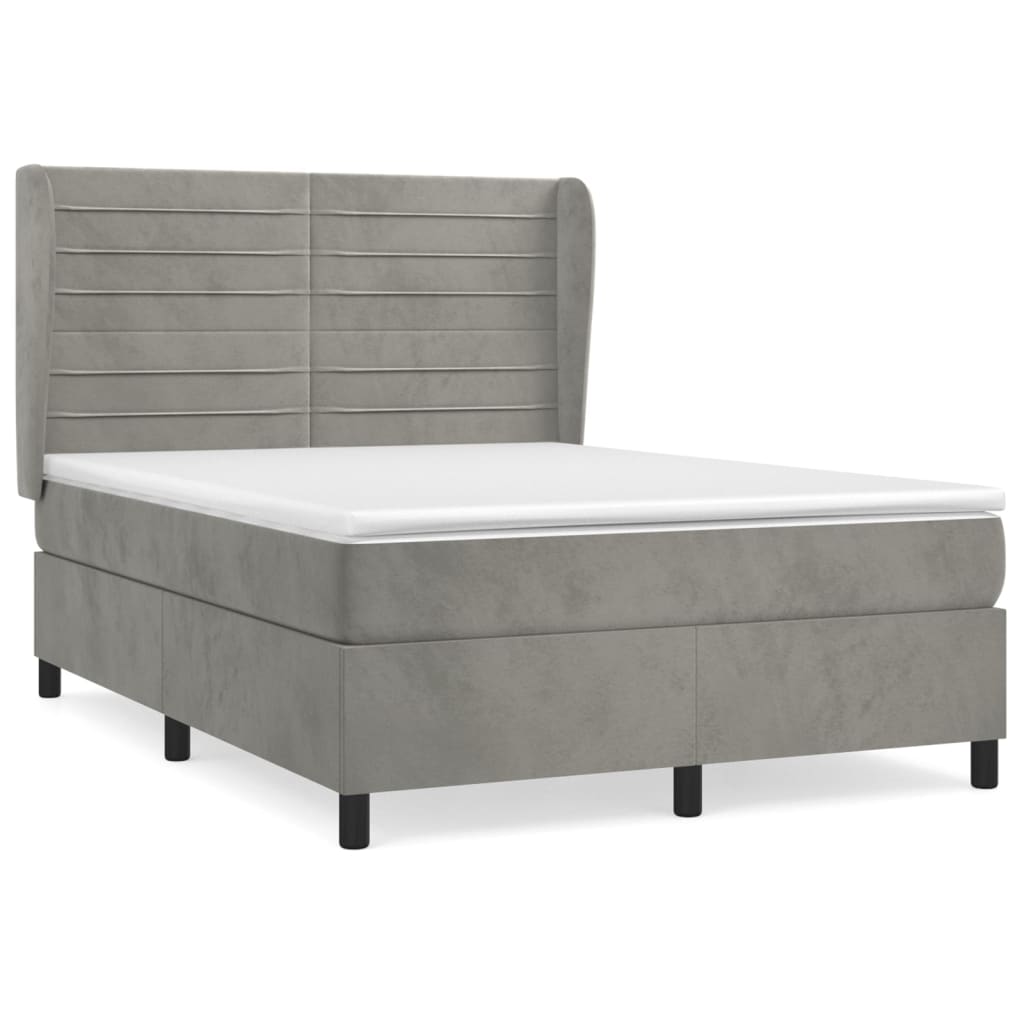 Sommier à lattes de lit et matelas Gris clair 140x190cm Velours - XIOS