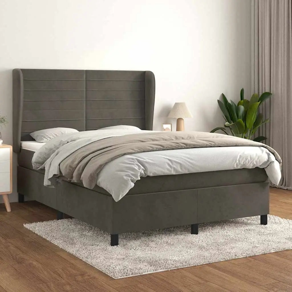 Sommier à lattes de lit et matelas Gris foncé 140x190cm Velours - XIOS