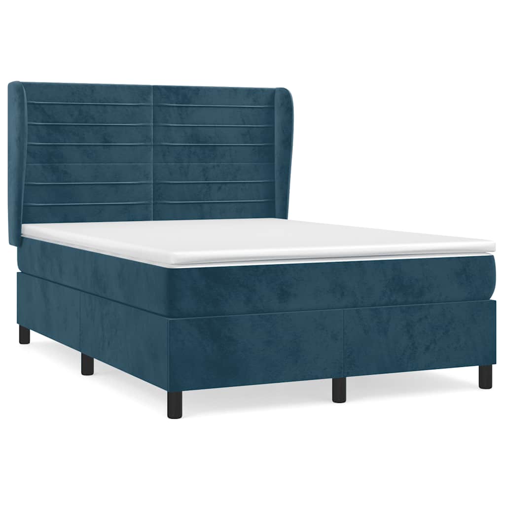 Sommier à lattes de lit et matelas Bleu foncé 140x190cm Velours - XIOS