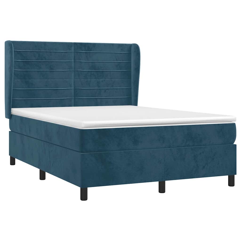 Sommier à lattes de lit et matelas Bleu foncé 140x190cm Velours - XIOS