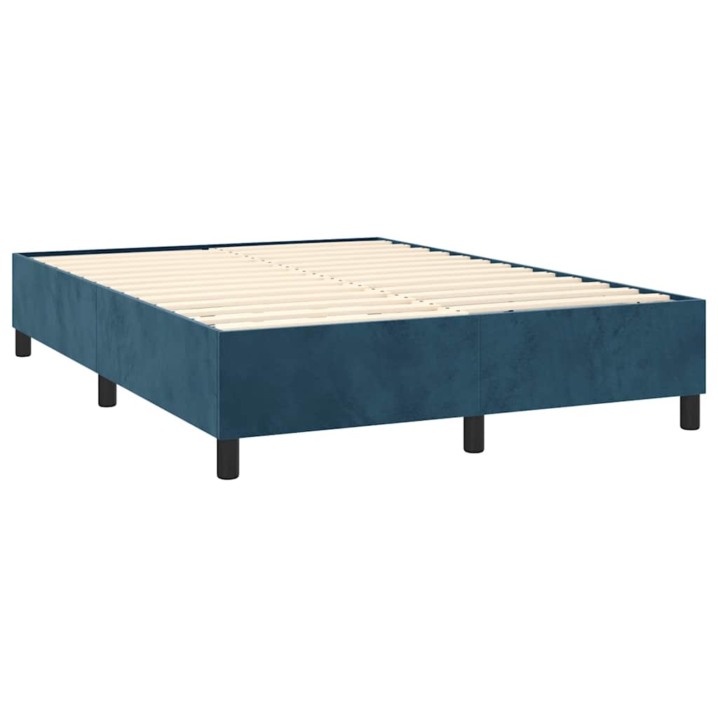 Sommier à lattes de lit et matelas Bleu foncé 140x190cm Velours - XIOS