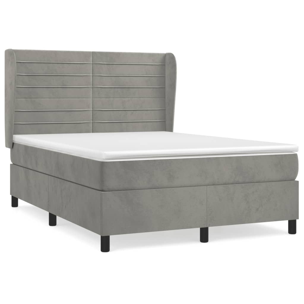 Sommier à lattes de lit et matelas Gris clair 140x200cm Velours - XIOS