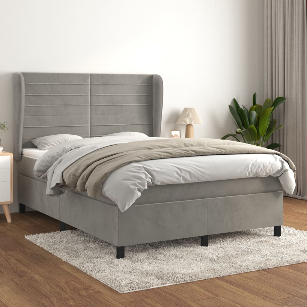 Sommier à lattes de lit et matelas Gris clair 140x200cm Velours - XIOS