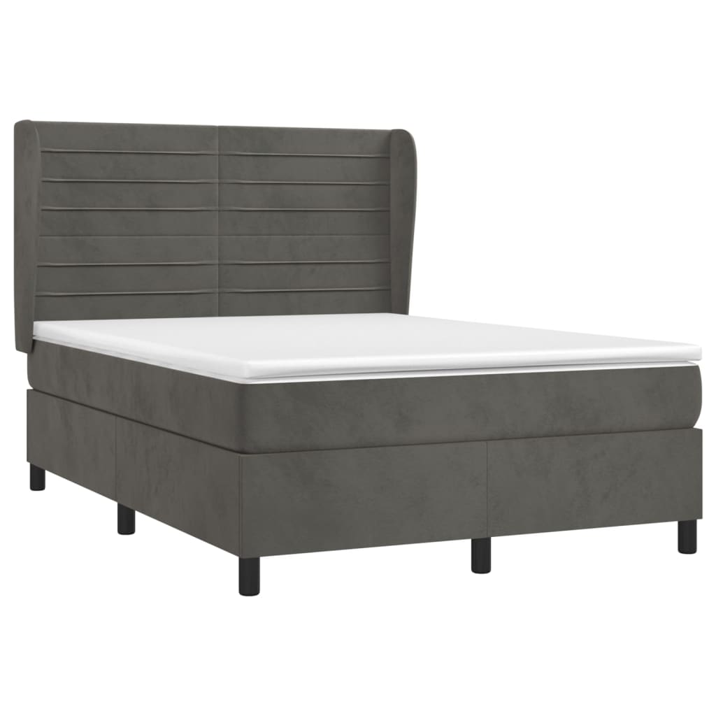 Sommier à lattes de lit et matelas Gris foncé 140x200cm Velours - XIOS