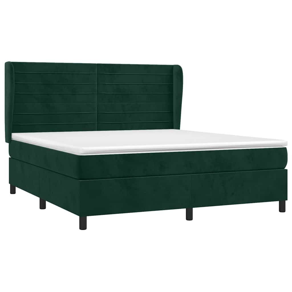 Sommier à lattes de lit et matelas Vert foncé 160x200cm Velours