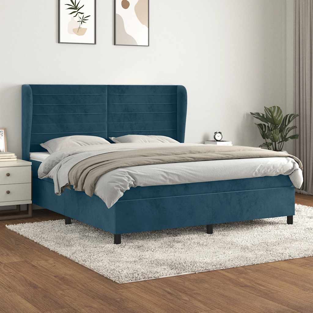 Sommier à lattes de lit et matelas Bleu foncé 160x200cm Velours - XIOS