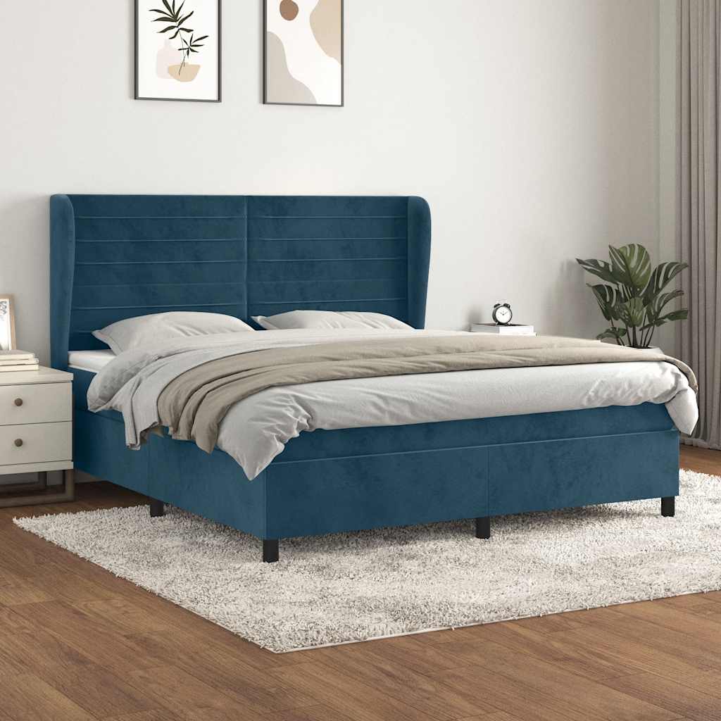Sommier à lattes de lit et matelas Bleu foncé 180x200cm Velours - XIOS