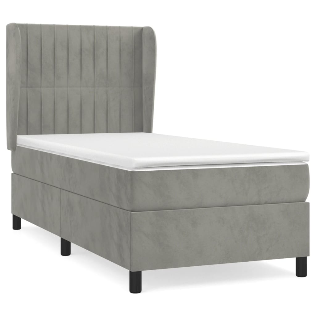 Sommier à lattes de lit et matelas Gris clair 80x200 cm Velours - XIOS