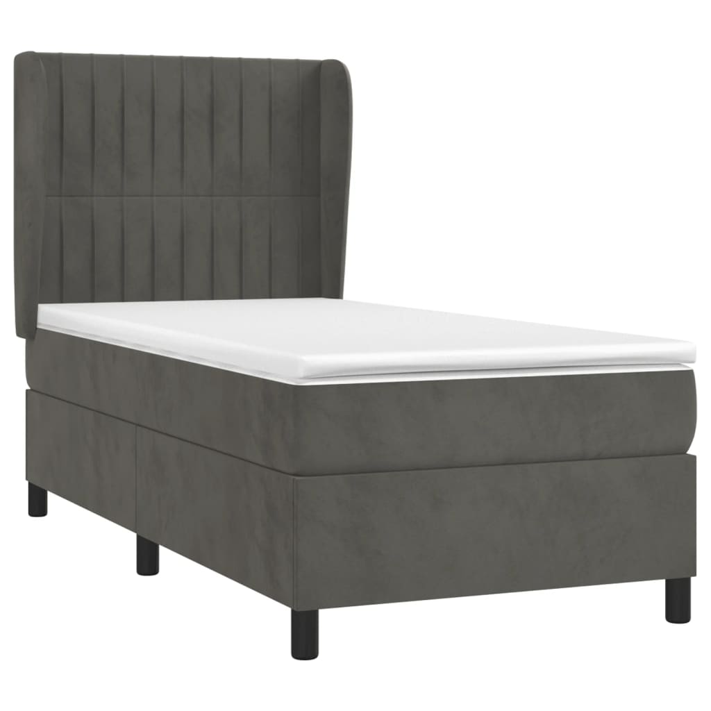 Sommier à lattes de lit et matelas Gris foncé 90x190 cm Velours - XIOS
