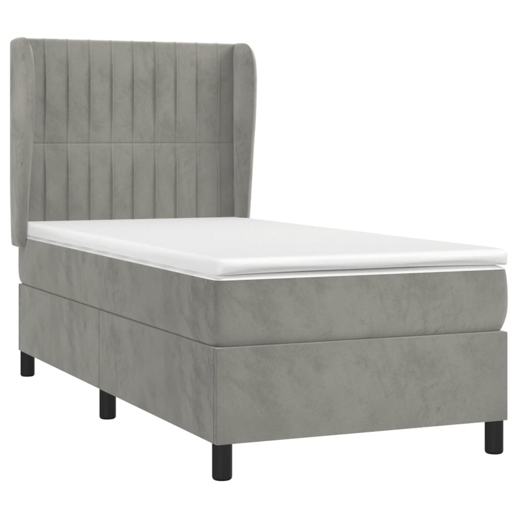 Sommier à lattes de lit et matelas Gris clair 90x200 cm Velours - XIOS