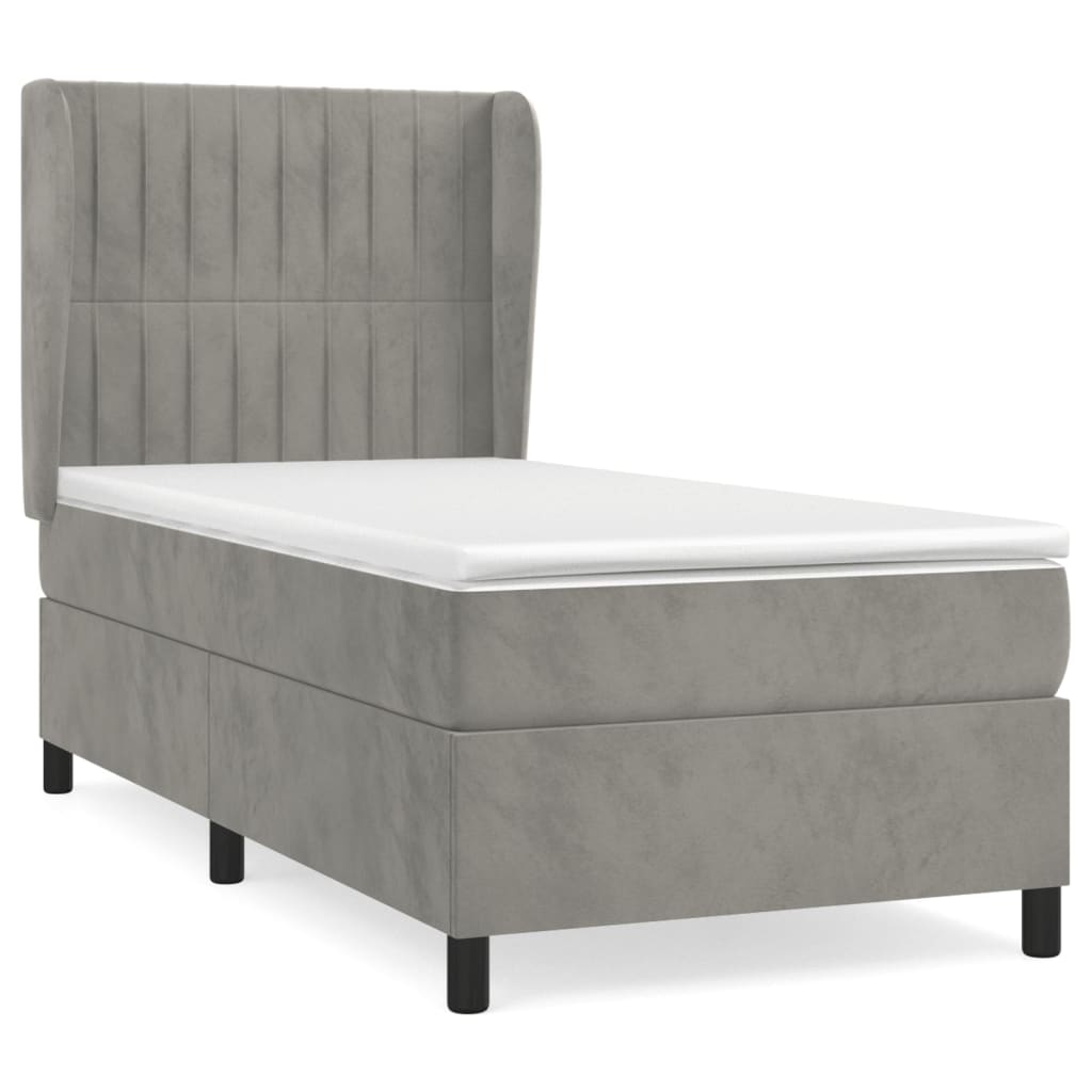 Sommier à lattes de lit et matelas Gris clair 100x200cm Velours - XIOS