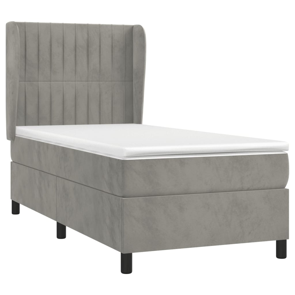 Sommier à lattes de lit et matelas Gris clair 100x200cm Velours - XIOS