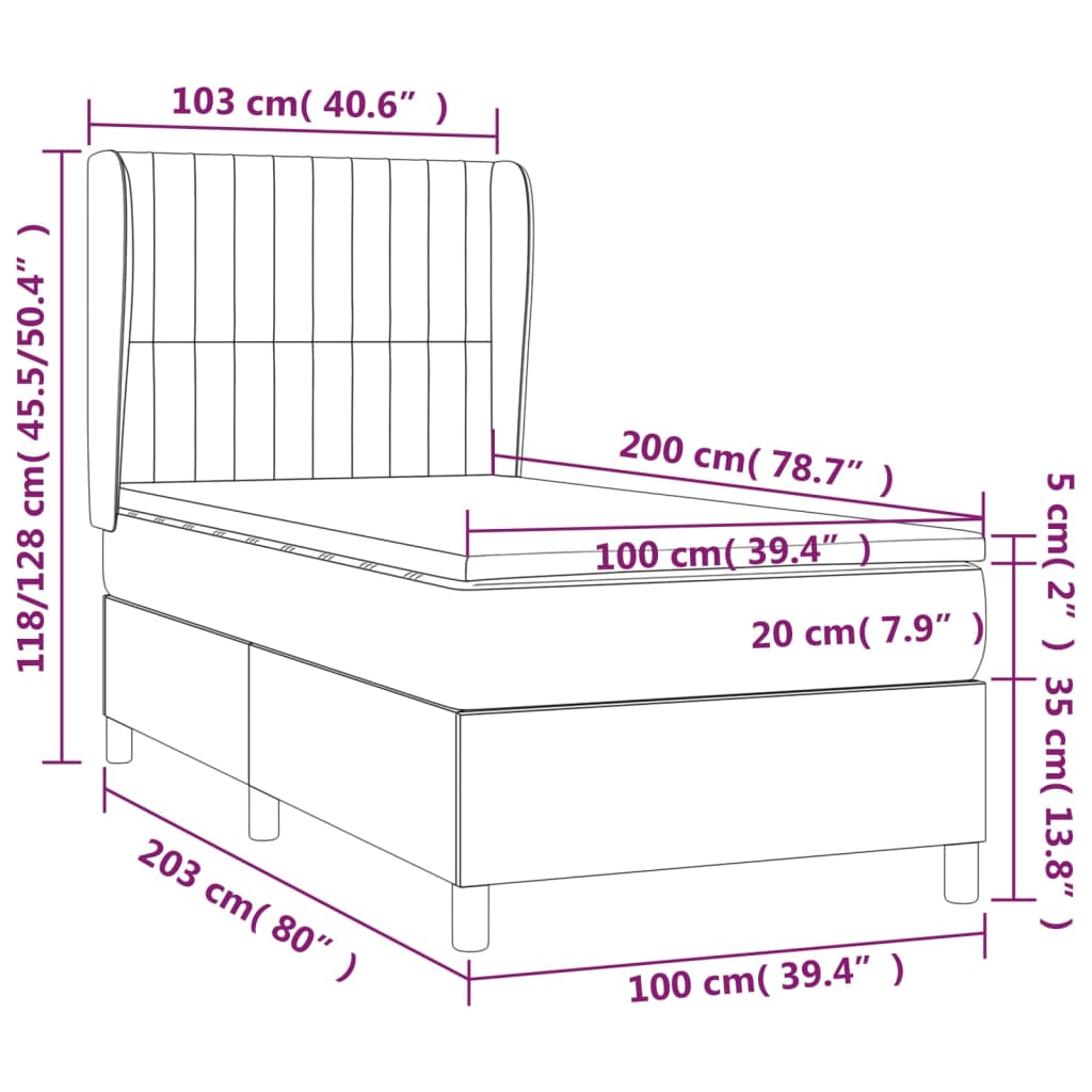 Sommier à lattes de lit et matelas Gris clair 100x200cm Velours - XIOS