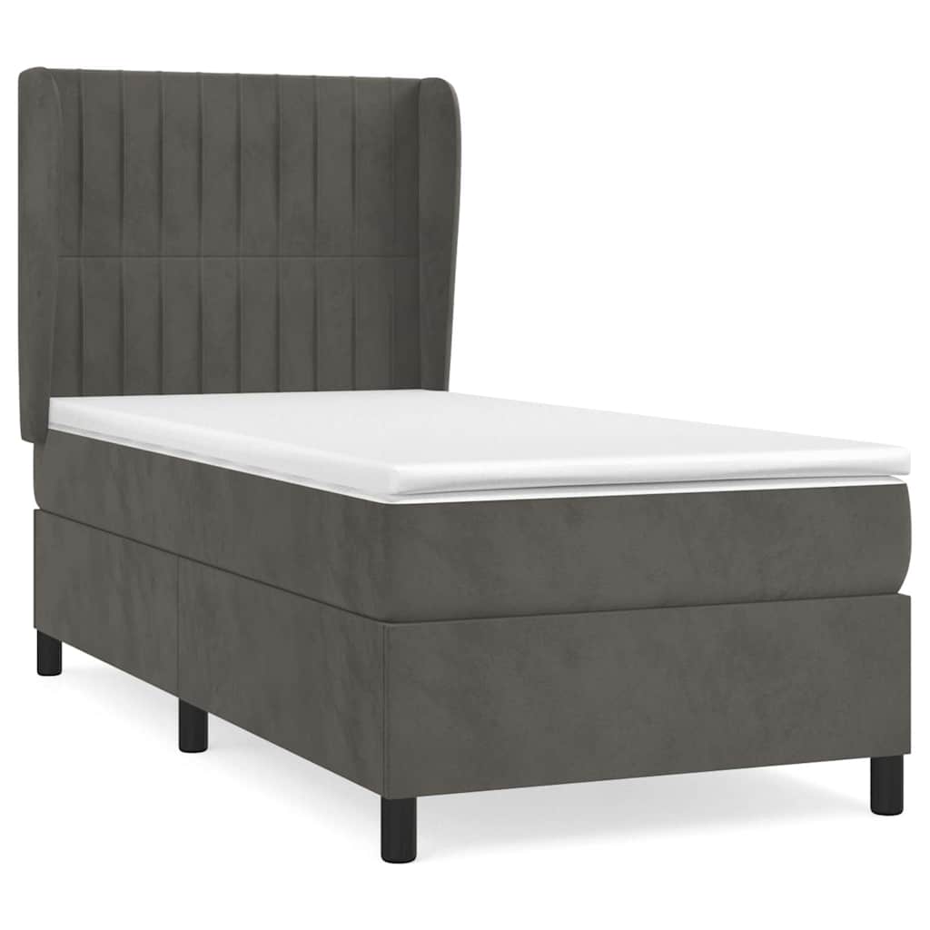 Sommier à lattes de lit avec matelas Gris foncé 100x200 cm